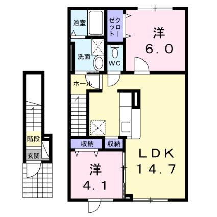 函館市深堀町のアパートの間取り