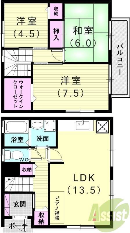 神戸市西区池上のアパートの間取り