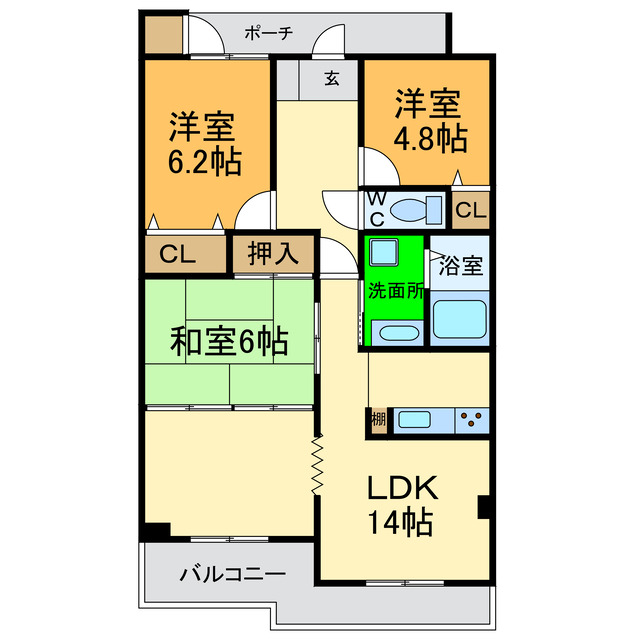 鳴門市撫養町木津のマンションの間取り