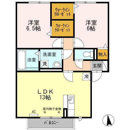 四日市市笹川のアパートの間取り