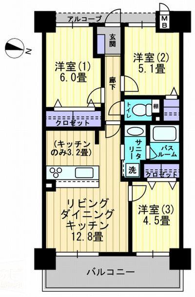 【高松市多賀町のマンションの間取り】