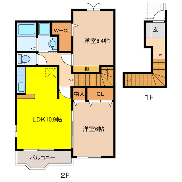 大垣市小泉町のアパートの間取り