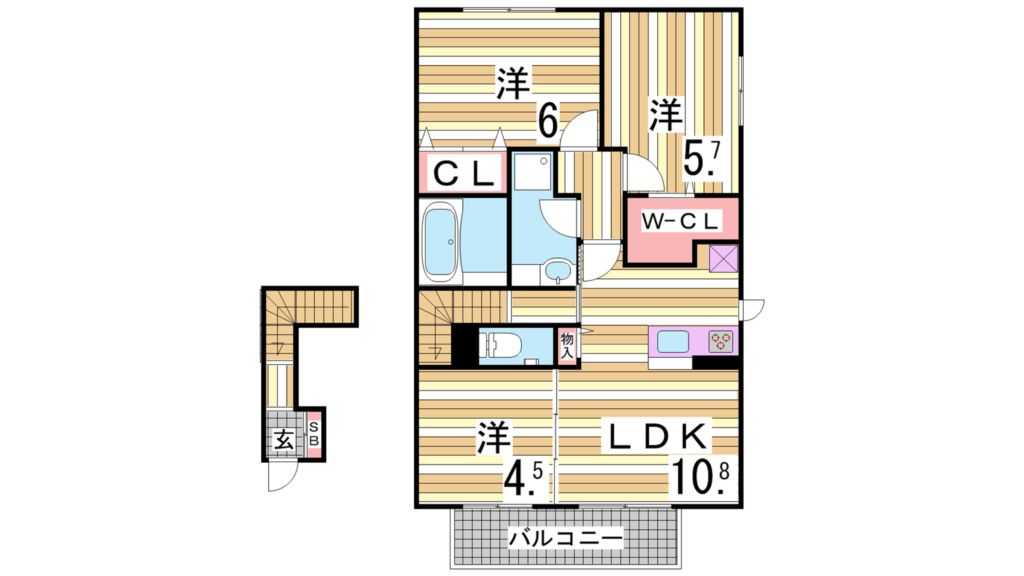 神戸市北区鈴蘭台西町のアパートの間取り