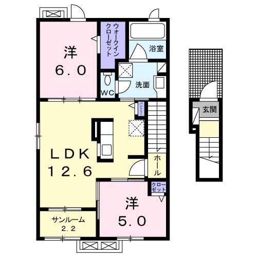 敦賀市山泉のアパートの間取り