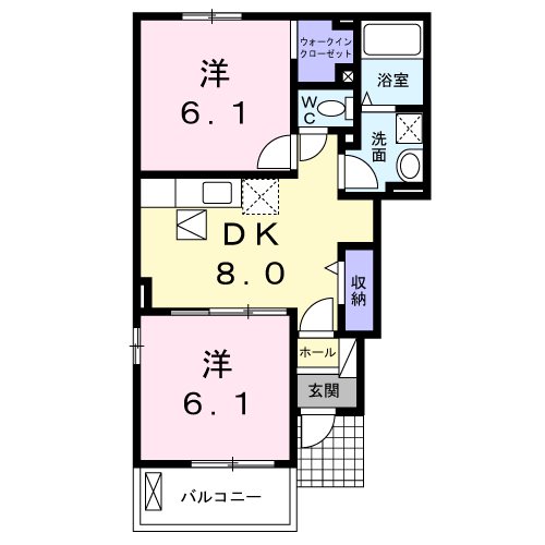 出水市向江町のアパートの間取り