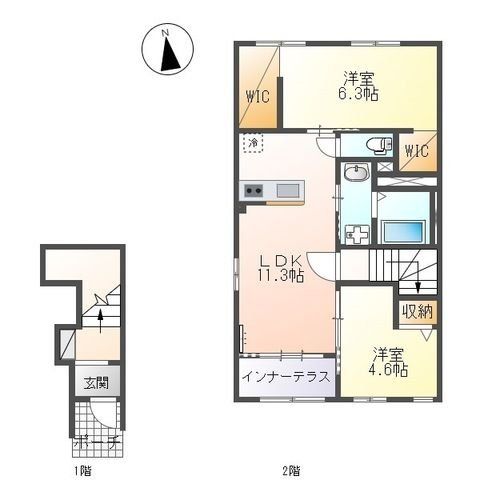 小田原市久野のアパートの間取り