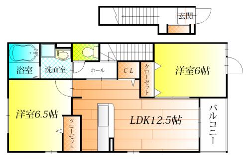 羽曳野市野のアパートの間取り