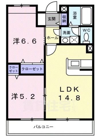 大津市雄琴のアパートの間取り