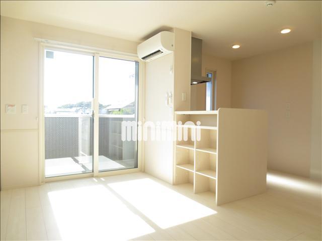 居室・リビング　キッチンの裏が収納棚になっています。