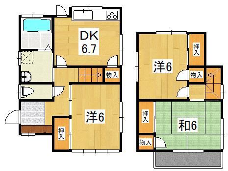 府川貸家の間取り写真