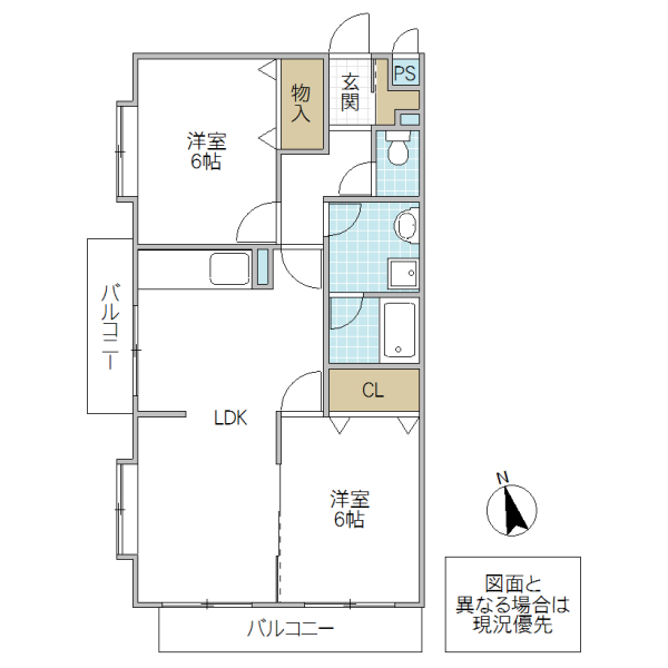 【ヴェルドゥワイエ千波湖　ポプラ館の間取り】