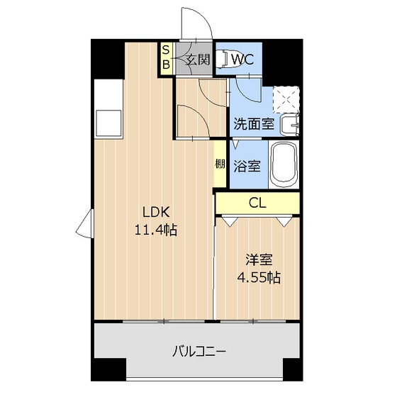 熊本市中央区新屋敷のマンションの間取り