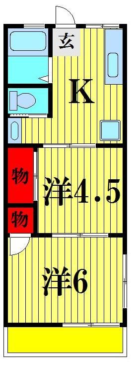 松戸市二十世紀が丘萩町のアパートの間取り