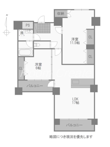 徳島市籠屋町のマンションの間取り