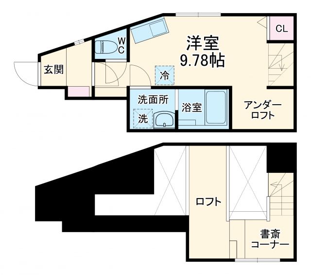 清須市西枇杷島町西六軒のアパートの間取り