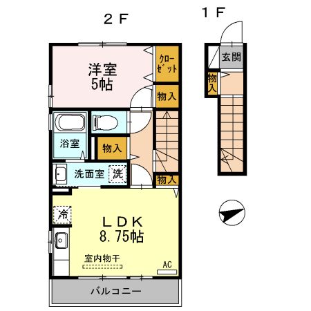 魚津市青島のアパートの間取り