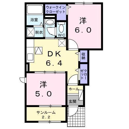 胎内市住吉町のアパートの間取り