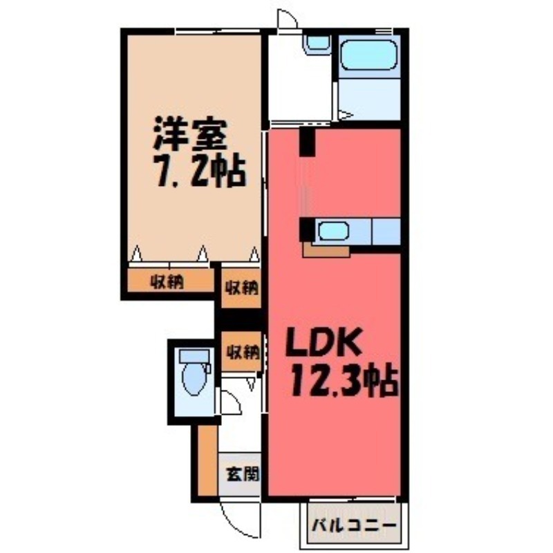 栃木市日ノ出町のアパートの間取り