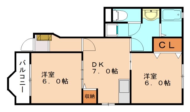 飯塚市潤野のアパートの間取り