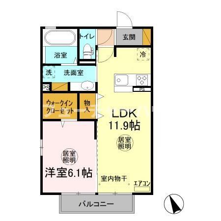 Ｄ－ｒｏｏｍ赤塚　Ｂの間取り