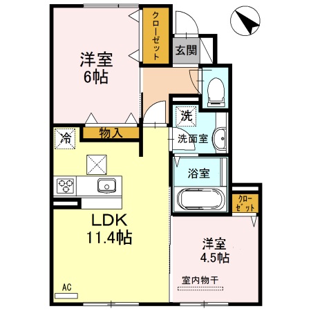 彦根市馬場のアパートの間取り