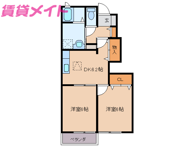 伊勢市鹿海町のアパートの間取り