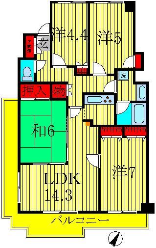 流山市向小金のマンションの間取り