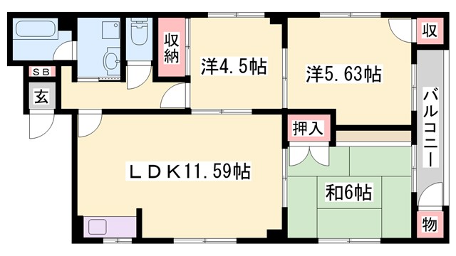 垣根マンションの間取り