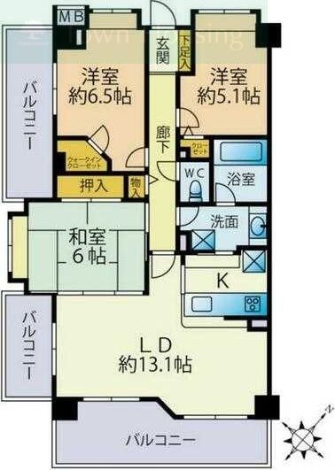 千葉市花見川区幕張本郷のマンションの間取り