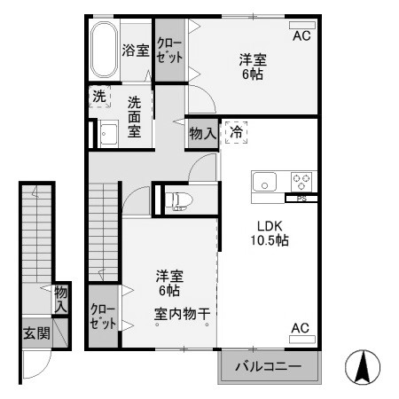 前橋市野中町のアパートの間取り