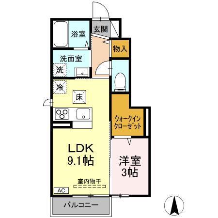 （仮）Ｄ－ｒｏｏｍ三本柳　Ｂ棟の間取り