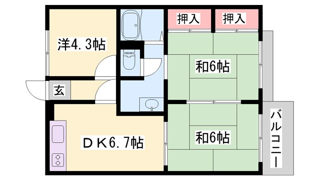 ガーデンハイツ緑ヶ丘　D棟の間取り