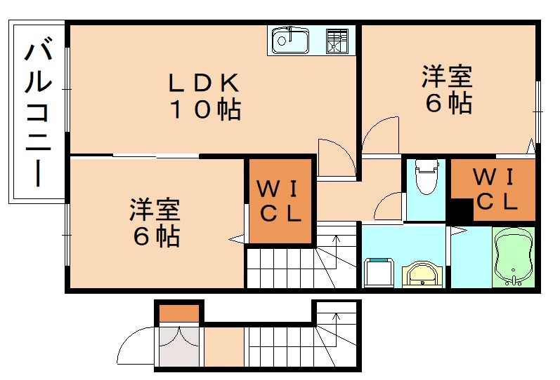 飯塚市多田のアパートの間取り