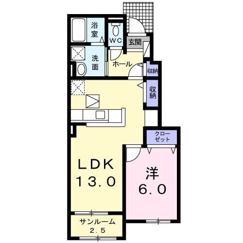 【南相馬市鹿島区西町のアパートの間取り】