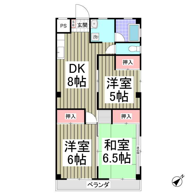 スカイハイツ万吉の間取り