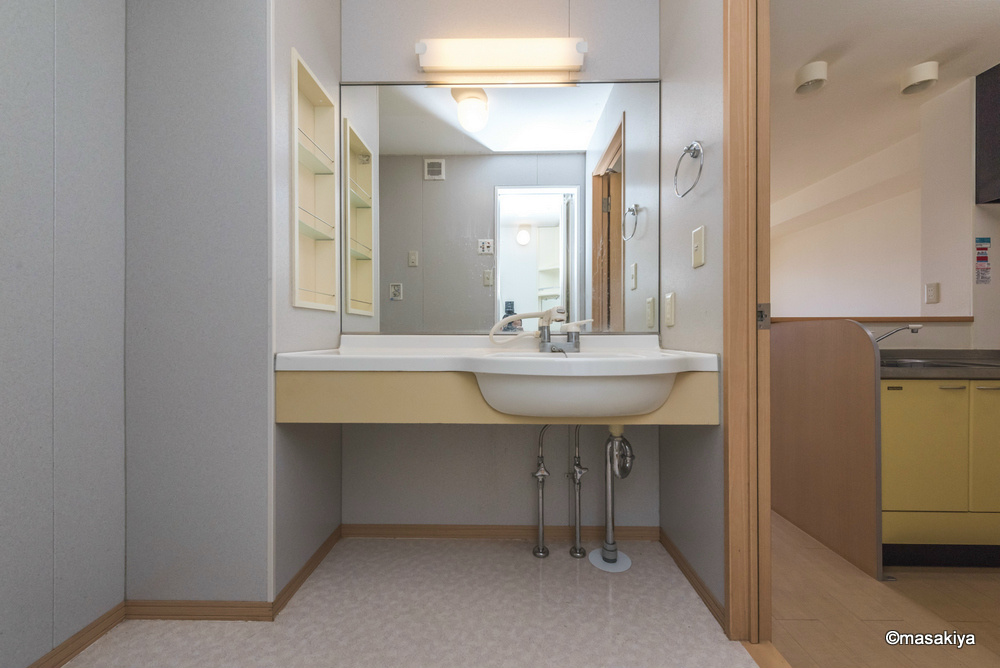 洗面設備　洗面・脱衣　シャンプードレッサー付き。