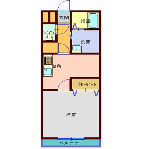 ＪＲ仙山線 山形駅 バス乗車時間：7分 最寄りバス停で下車 徒歩6分 4階建 築21年の間取り写真