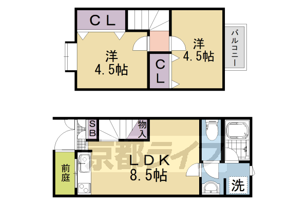 田中大堰町貸家の間取り写真