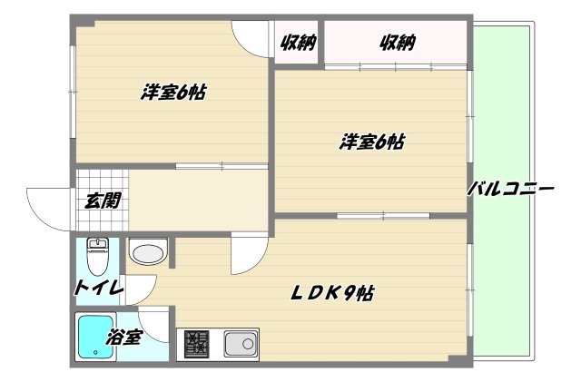 地下鉄今里筋線 だいどう豊里駅 徒歩9分 4階建 築48年の間取り写真
