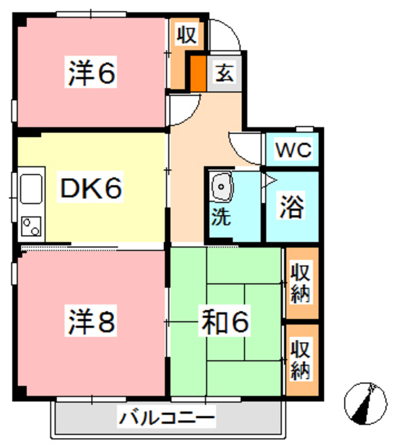 倉敷市茶屋町早沖のアパートの間取り