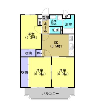 指宿市西方のマンションの間取り