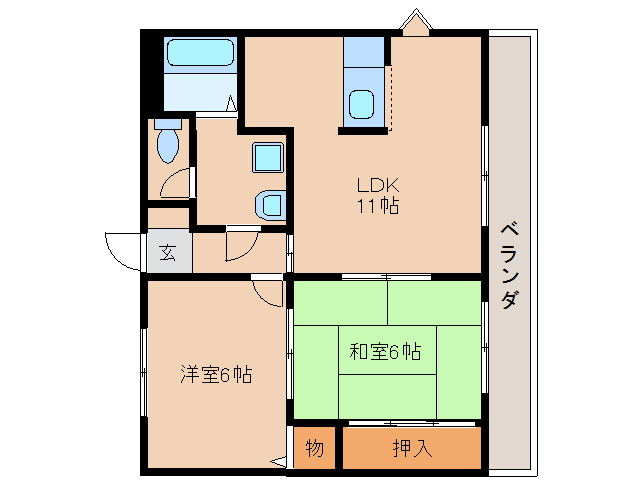 橿原市東坊城町のマンションの間取り