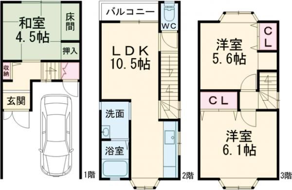 梅津中倉町貸家の間取り