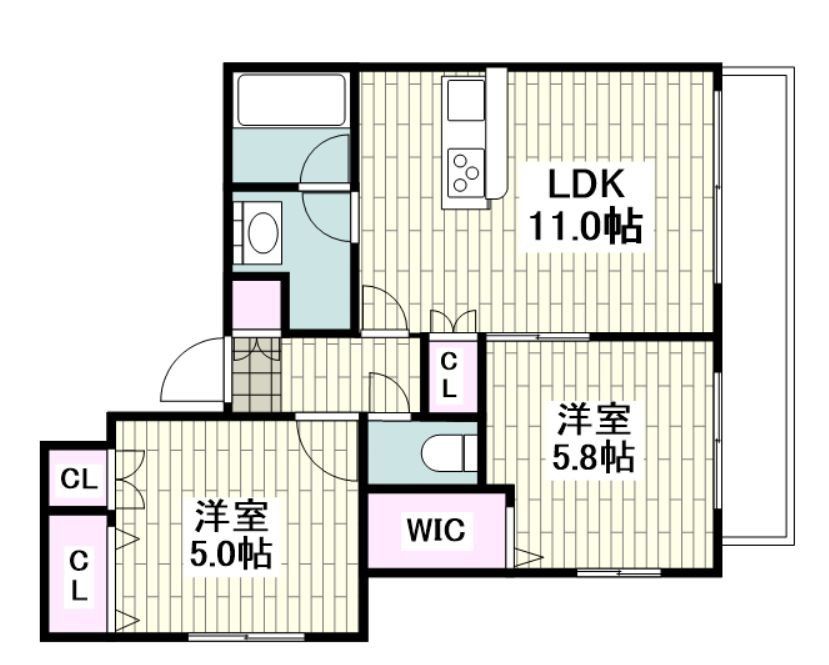 鎌倉市長谷のマンションの間取り