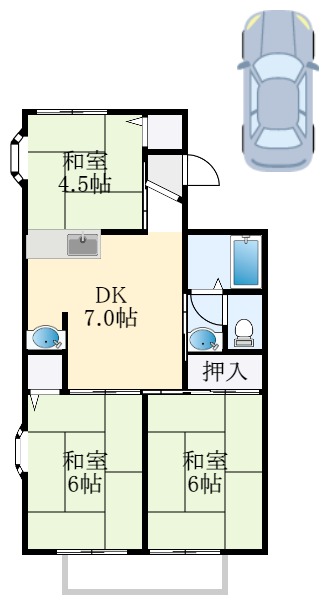 富田林市小金台のアパートの間取り