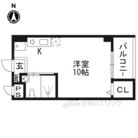 京都市中京区三文字町のマンションの間取り