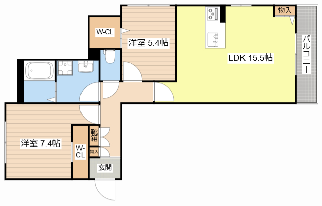 彦根市竹ケ鼻町のマンションの間取り