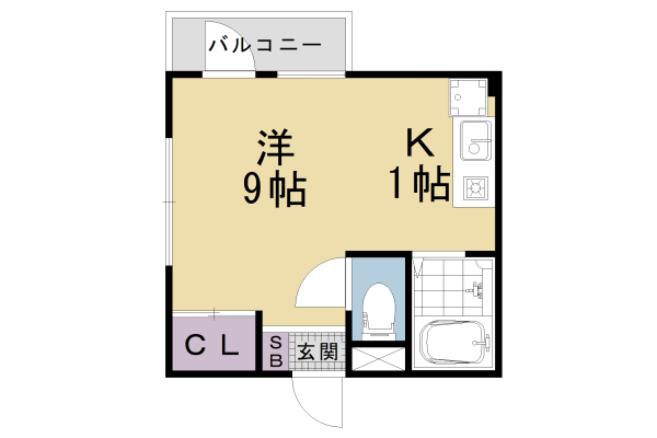 京都市山科区北花山六反田町のマンションの間取り