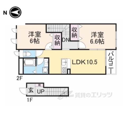 【香芝市良福寺のアパートの間取り】