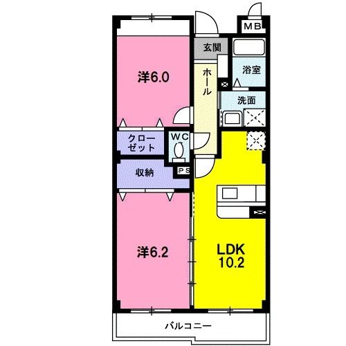 相馬市北飯渕のマンションの間取り